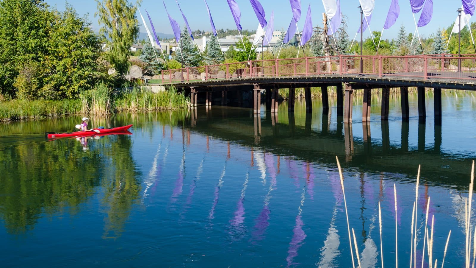 Footbridge over the Deschutes River in the Old Mill District, Bend